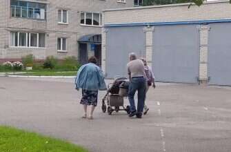Семья дети коляска пенсионер