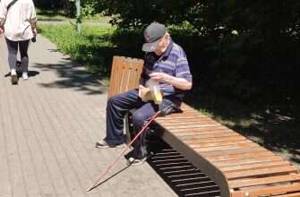 пенсионер скамейка хлеб