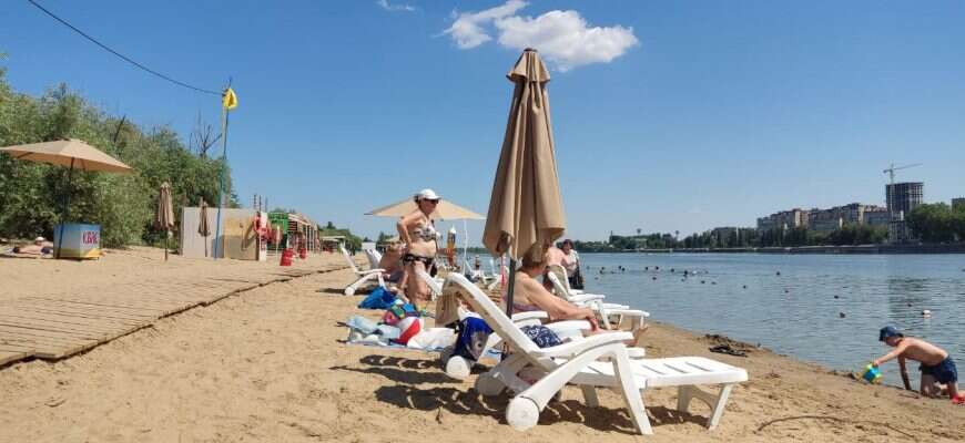 пляж река Астрахань вода