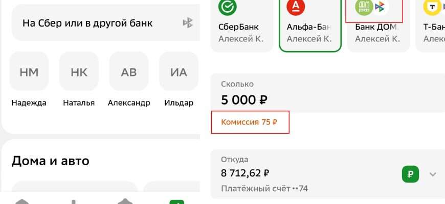 перевод Сбербанк