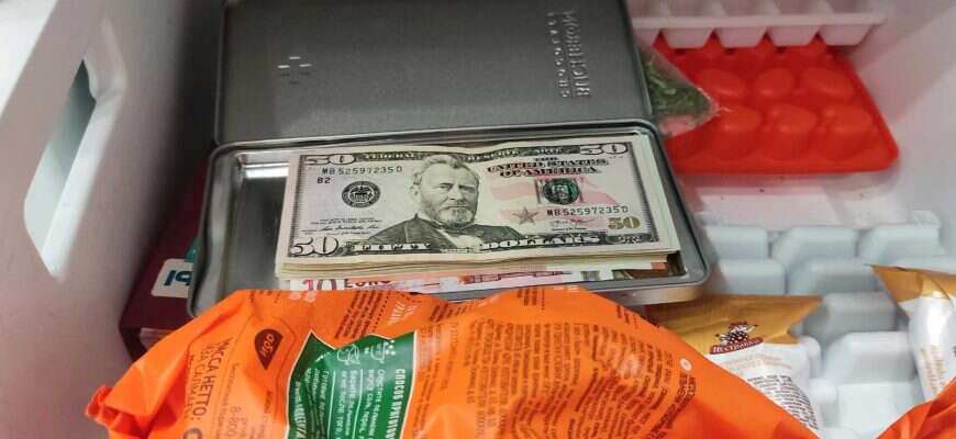 деньги доллары морозилка
