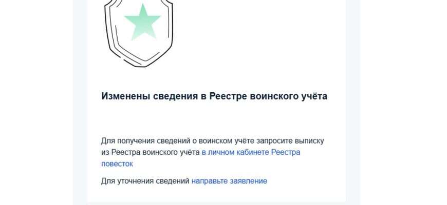 изменены сведения в Реестре воинского учета