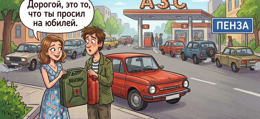 бензин АЗС карикатура