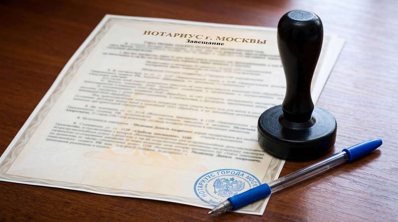 Бланк завещания у нотариуса с печатью