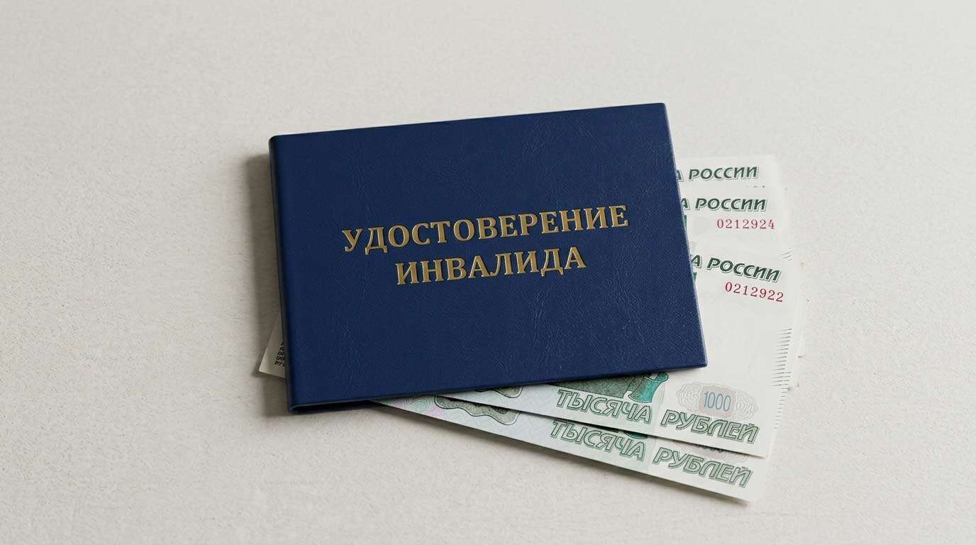 Удостоверение инвалида с деньгами